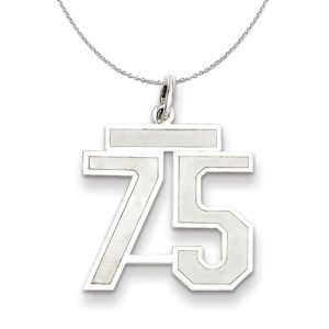 Sterling Silver, Jersey Collection, Medium Number 75 Necklace