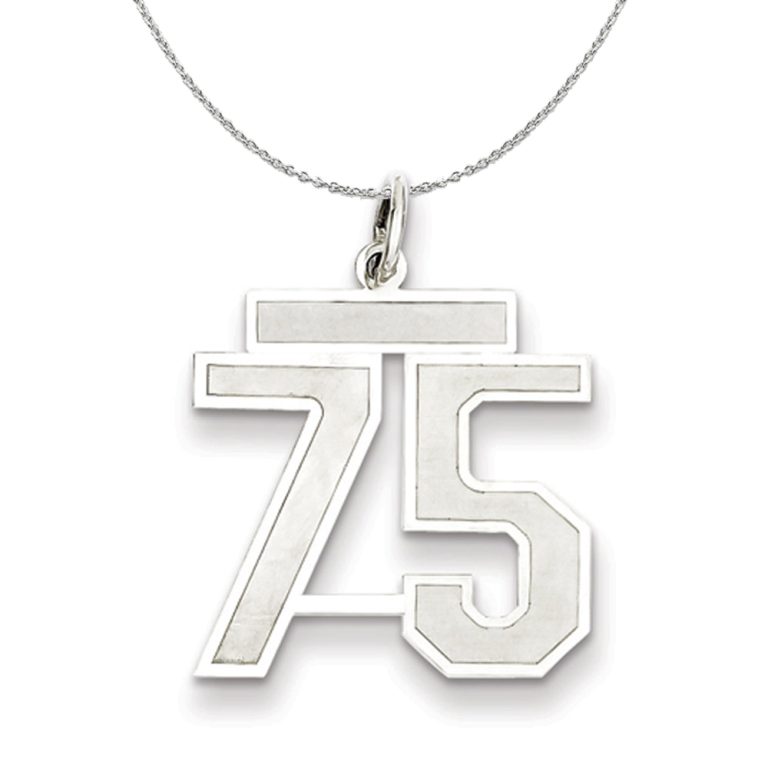 Sterling Silver, Jersey Collection, Medium Number 75 Necklace