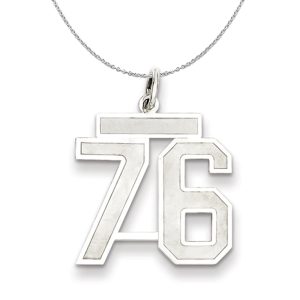 Sterling Silver, Jersey Collection, Medium Number 76 Necklace