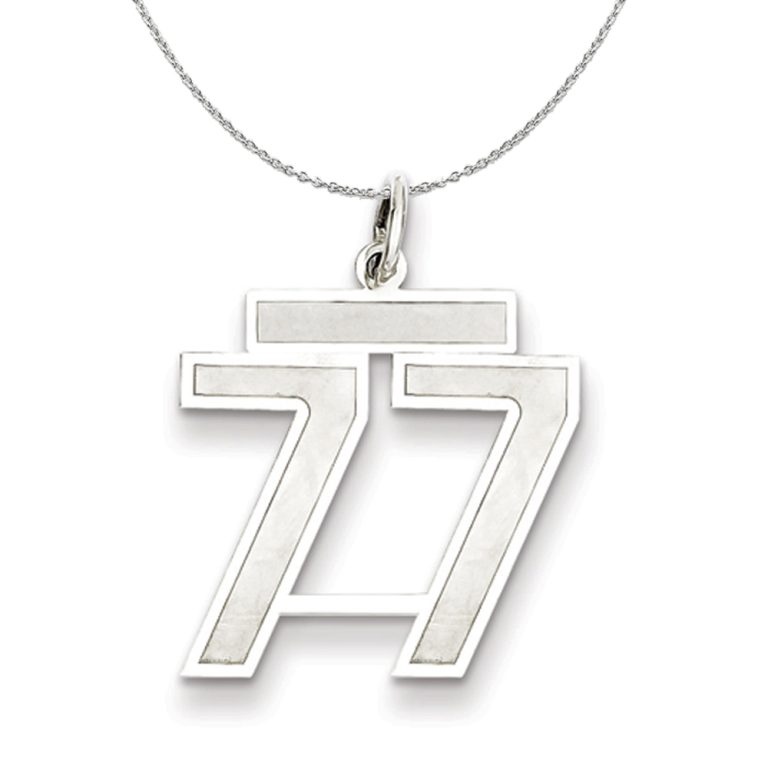 Sterling Silver, Jersey Collection, Medium Number 77 Necklace