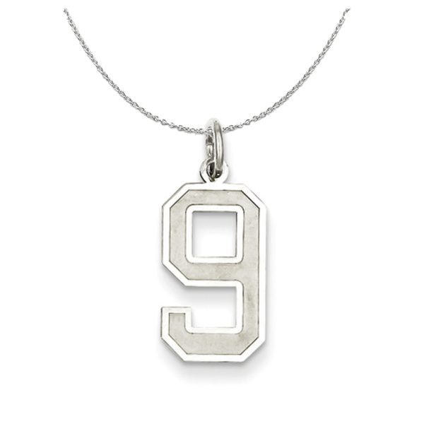 Sterling Silver, Jersey Collection, Medium Number 9 Necklace