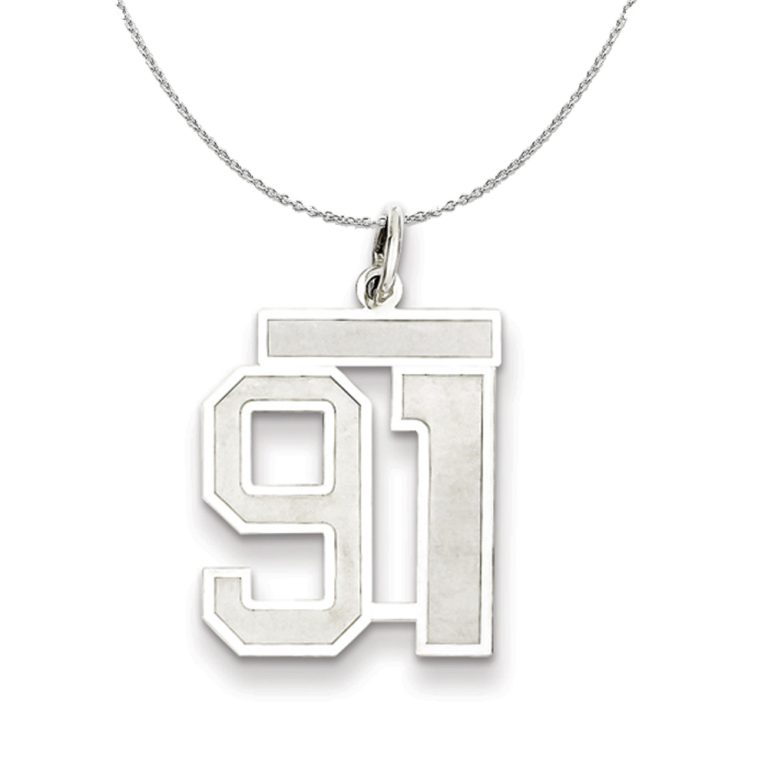 Sterling Silver, Jersey Collection, Medium Number 91 Necklace