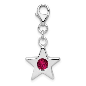 Sterling Silver July CZ Birthstone 13mm Star Clip-on Charm