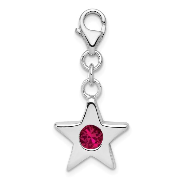 Sterling Silver July CZ Birthstone 13mm Star Clip-on Charm