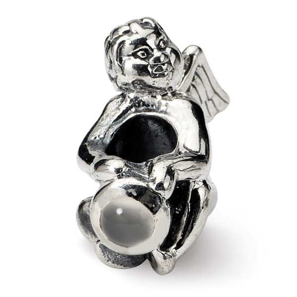 Sterling Silver June CZ Birthstone, Angel Bead Charm