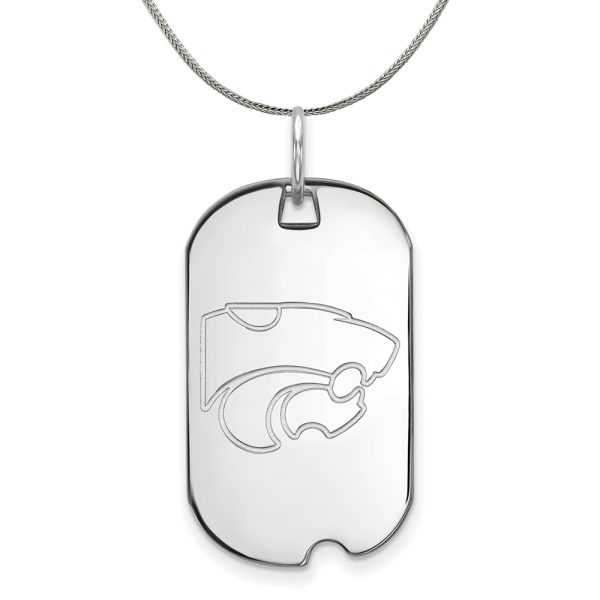 Sterling Silver Kansas State Dog Tag Pendant Necklace