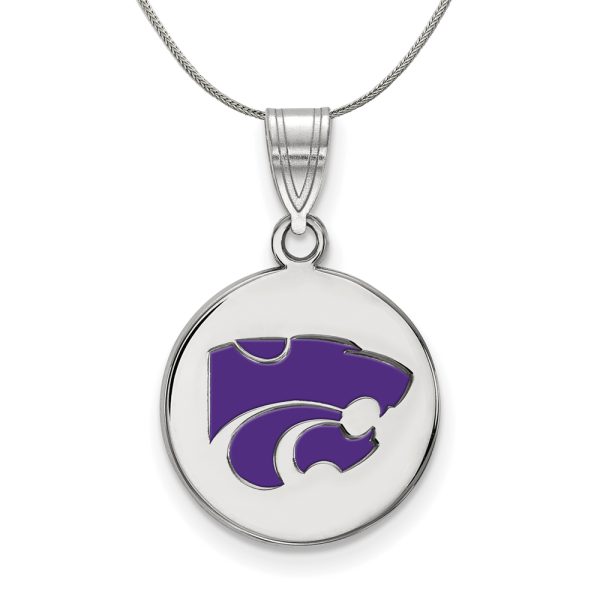 Sterling Silver Kansas State Md Enamel Disc Necklace