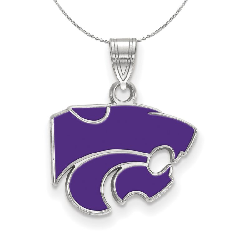 Sterling Silver Kansas State Small Enamel Pendant Necklace