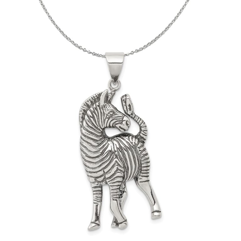 Sterling Silver Large Antiqued Zebra Necklace