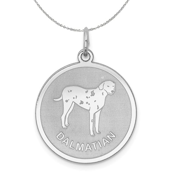 Sterling Silver Laser Etched Dalmatian Dog 19mm Necklace