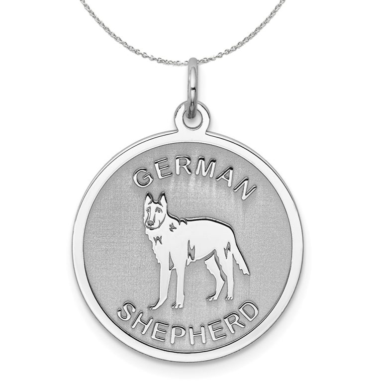 Sterling Silver Laser Etched German Shepherd Dog 19mm Necklace