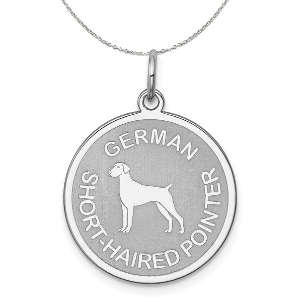 Sterling Silver Laser Etched German Shorthaired Pointer 19mm Necklace