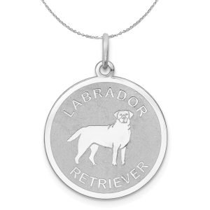 Sterling Silver Laser Etched Labrador Retriever Dog 19mm Necklace