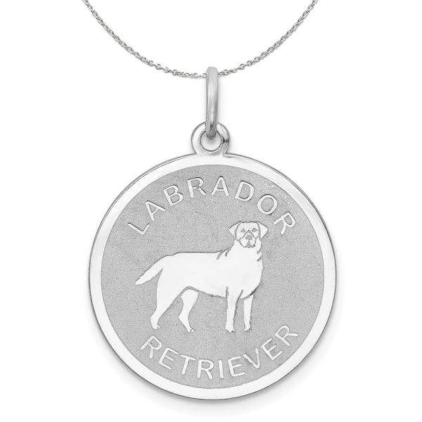 Sterling Silver Laser Etched Labrador Retriever Dog 19mm Necklace