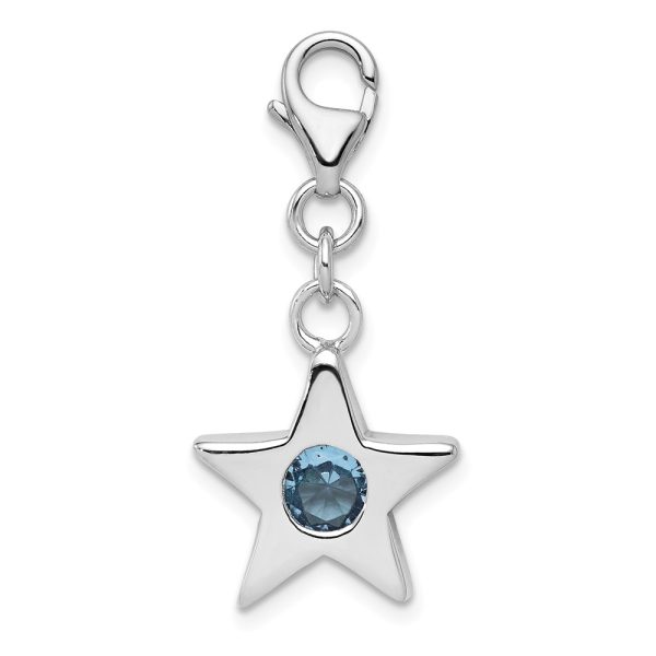 Sterling Silver March CZ Birthstone 13mm Star Clip-on Charm