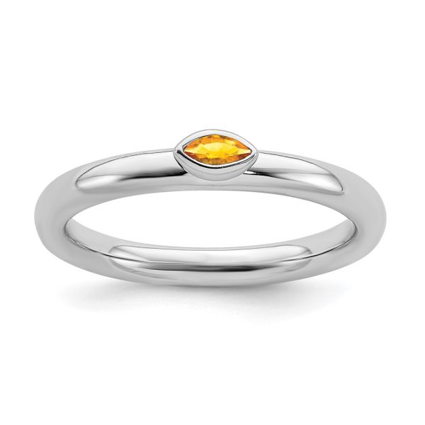 Sterling Silver Marquise Citrine Solitaire Stackable Ring, Size 8