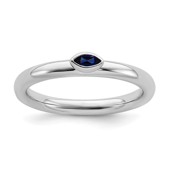 Sterling Silver Marquise Lab Created Sapphire Stackable Ring, Size 6