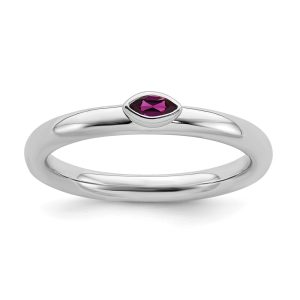 Sterling Silver Marquise Rhodolite Garnet Stackable Ring, Size 10