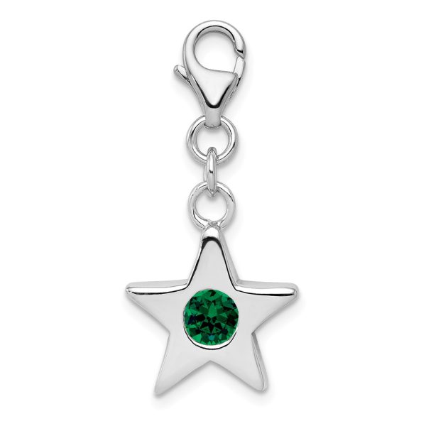 Sterling Silver May CZ Birthstone 13mm Star Clip-on Charm