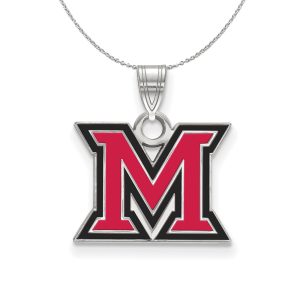 Sterling Silver Miami U Small Enamel 'M' Necklace