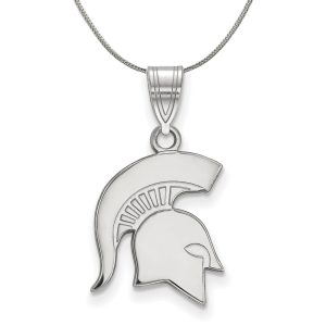 Sterling Silver Michigan State Medium Pendant Necklace