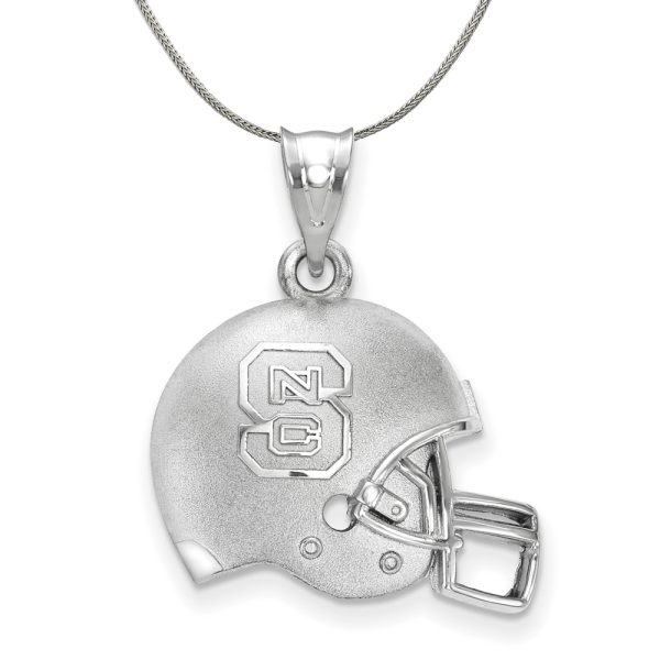 Sterling Silver North Carolina 3D Football Logo Helmet Necklace