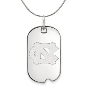 Sterling Silver North Carolina Dog Tag Pendant Necklace