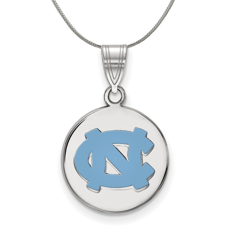 Sterling Silver North Carolina Medium Enamel Disc Necklace