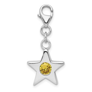 Sterling Silver November CZ Birthstone 13mm Star Clip-on Charm