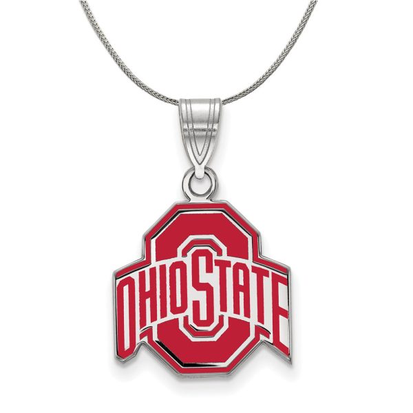 Sterling Silver Ohio State Md Enamel Pendant Necklace