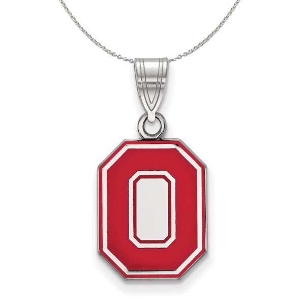 Sterling Silver Ohio State Medium Enamel 'O' Pendant Necklace