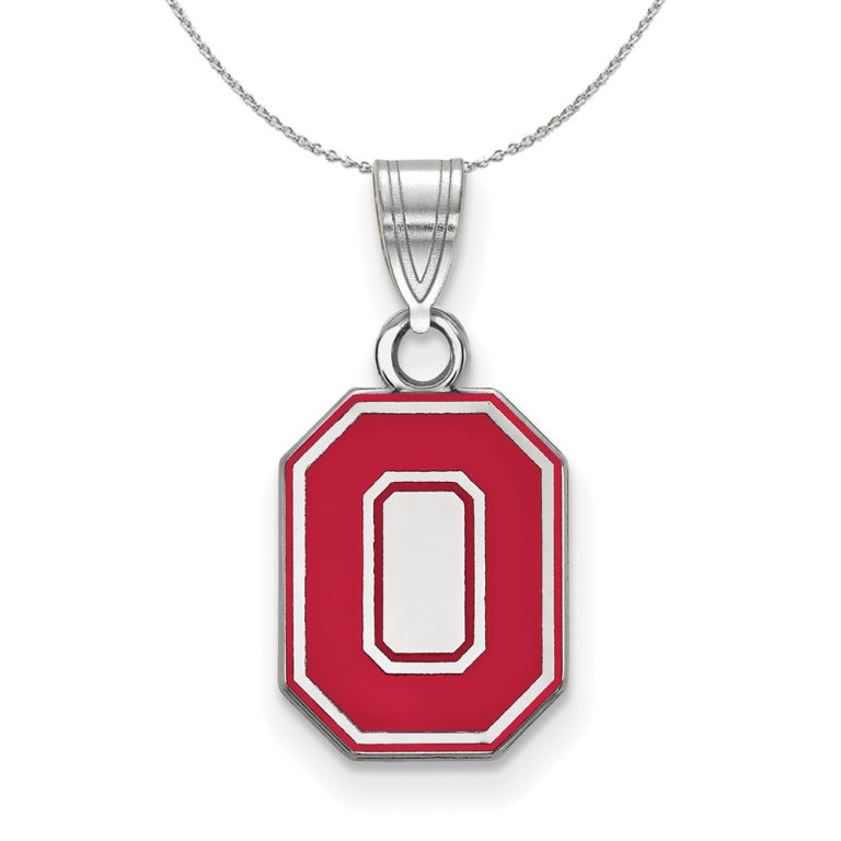 Sterling Silver Ohio State Small Enamel 'O' Pendant Necklace