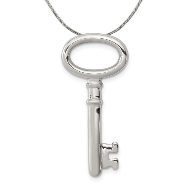 Sterling Silver Oval Key Pendant Necklace