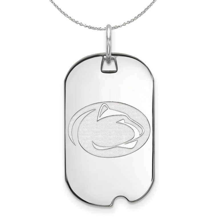 Sterling Silver Penn State Dog Tag Pendant Necklace