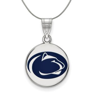 Sterling Silver Penn State Medium Enamel Disc Necklace