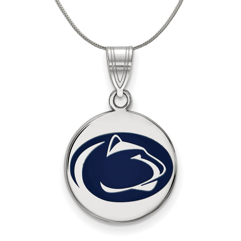 Sterling Silver Penn State Medium Enamel Disc Necklace