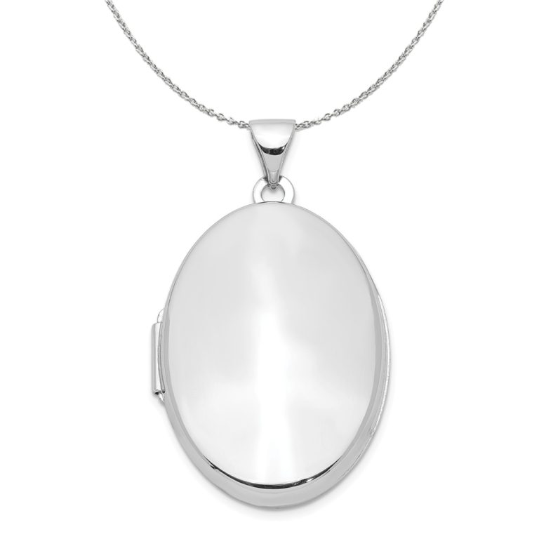 Sterling Silver Polished Domed Oval Locket, 26mm Necklace