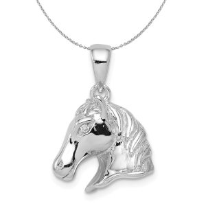 Sterling Silver Polished Horse Head Necklace