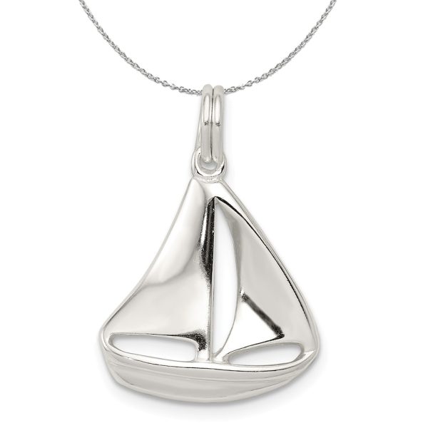 Sterling Silver Polished Sailboat Necklace