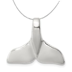 Sterling Silver Polished Whale Tail Slide Necklace