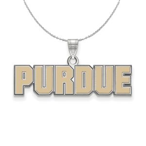 Sterling Silver Purdue Small Enamel Script Pendant Necklace