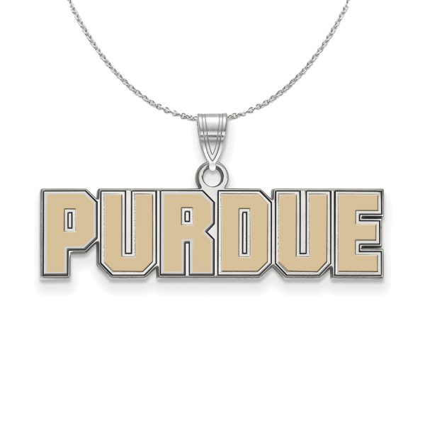 Sterling Silver Purdue Small Enamel Script Pendant Necklace