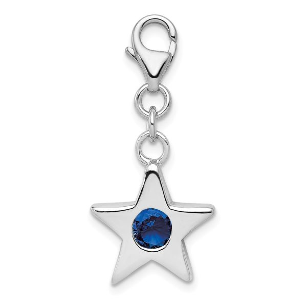 Sterling Silver September CZ Birthstone 13mm Star Clip-on Charm