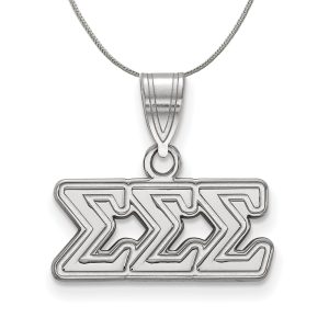 Sterling Silver Sigma Sigma Sigma Medium Greek Necklace