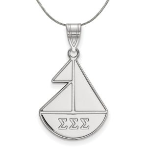 Sterling Silver Sigma Sigma Sigma Medium Pendant Necklace