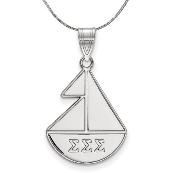 Sterling Silver Sigma Sigma Sigma Medium Pendant Necklace