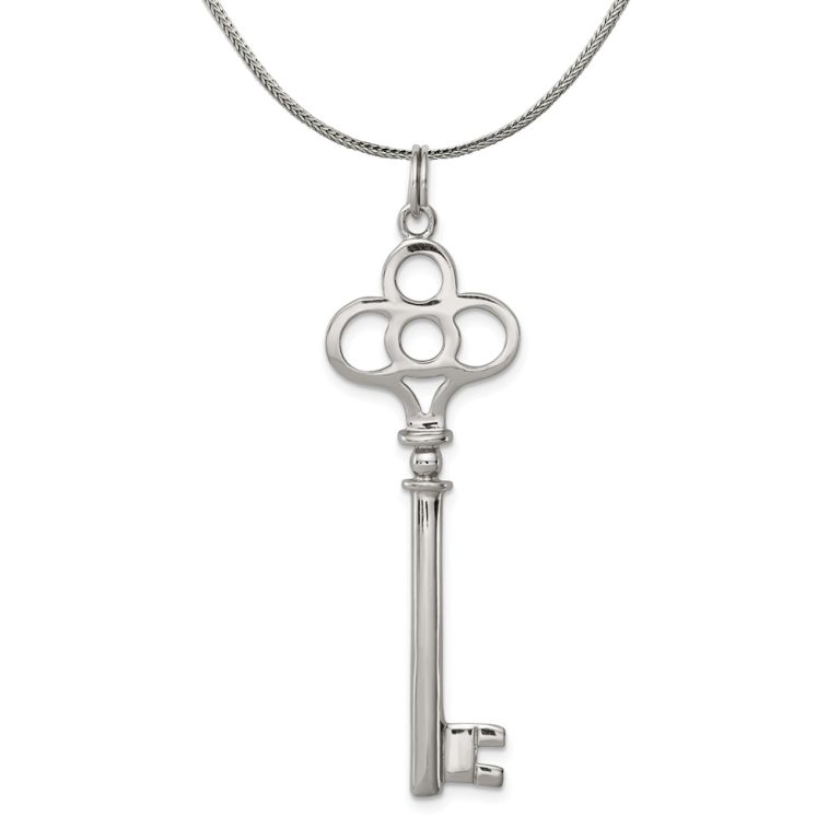 Sterling Silver Skeleton Key Pendant Necklace