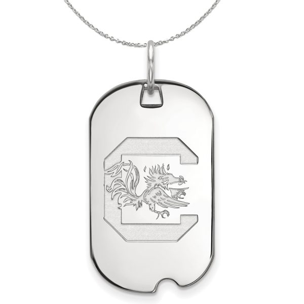 Sterling Silver South Carolina Dog Tag Pendant Necklace