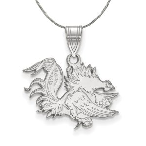 Sterling Silver South Carolina Medium Mascot Pendant Necklace