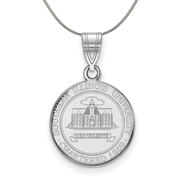 Sterling Silver Southern Illinois U. Medium Crest Necklace